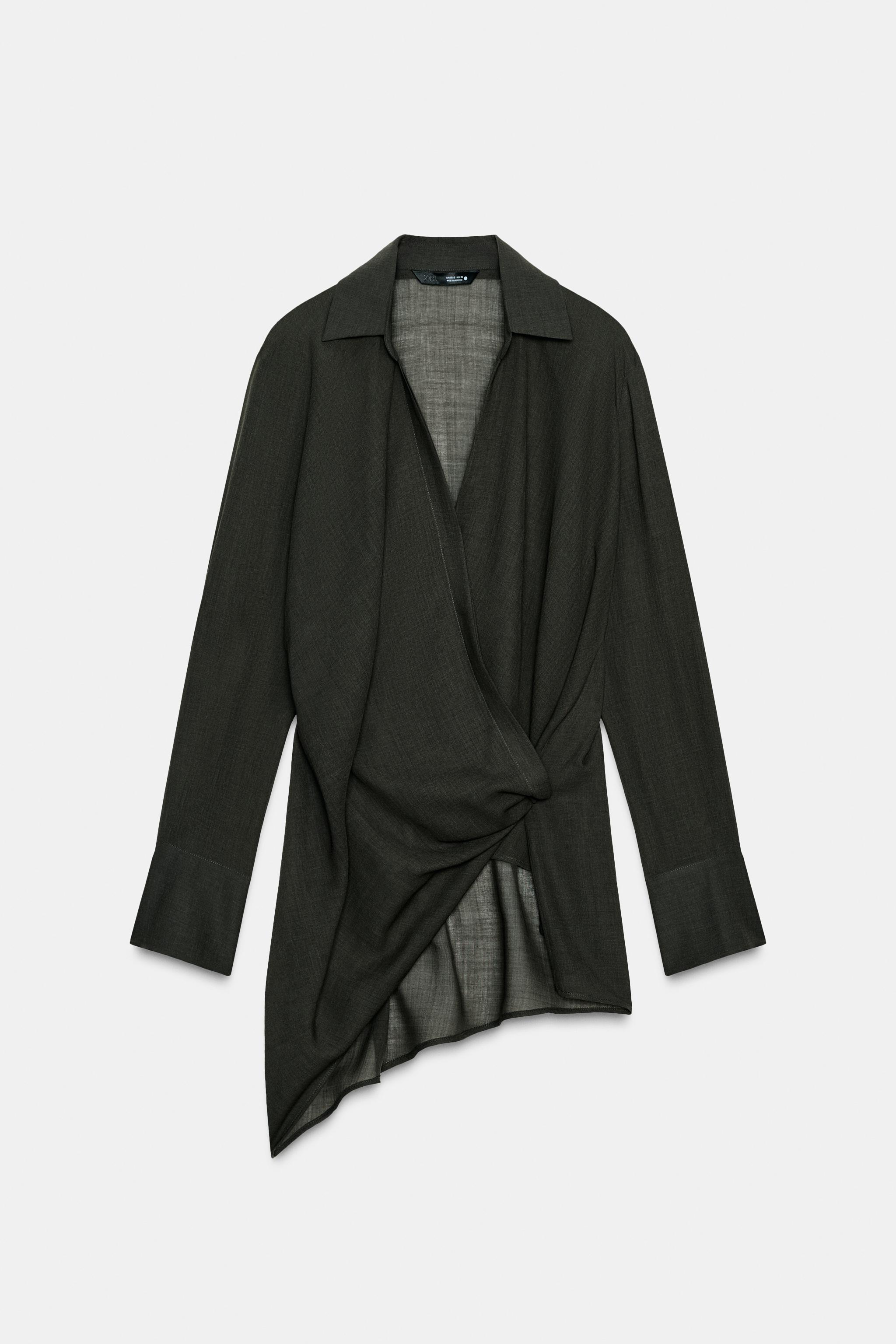 ASYMMETRIC WRAP WOOL BLEND TOP ZW COLLECTION